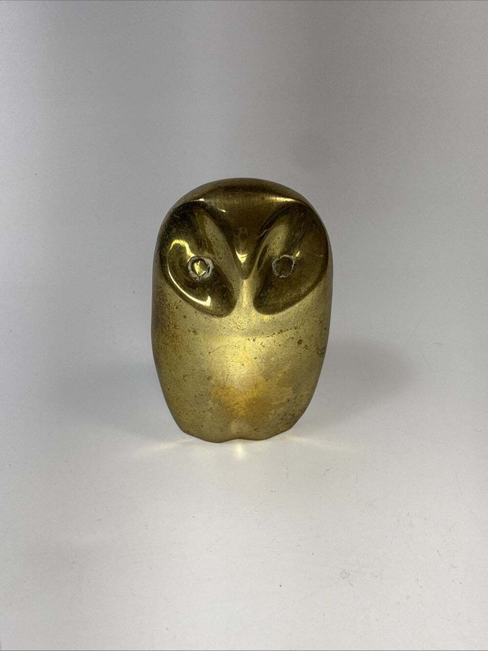 Vintage Abstract Brass Owl Caravel Design Mcm 2.5”